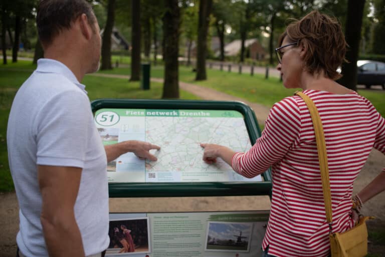 Stel bij fietsknooppunt paneel