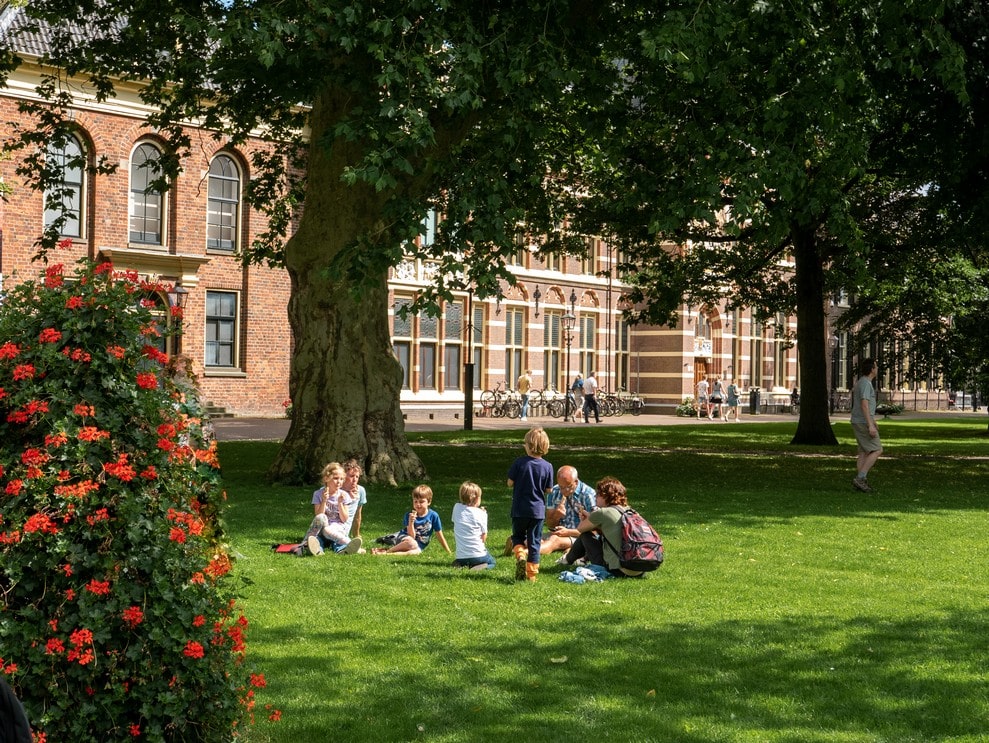Drents Museum met op de voorgrond krokussen