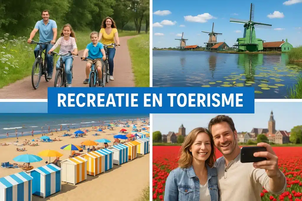 Verschillende afbeeldingen met recreatieve voorzieningen.